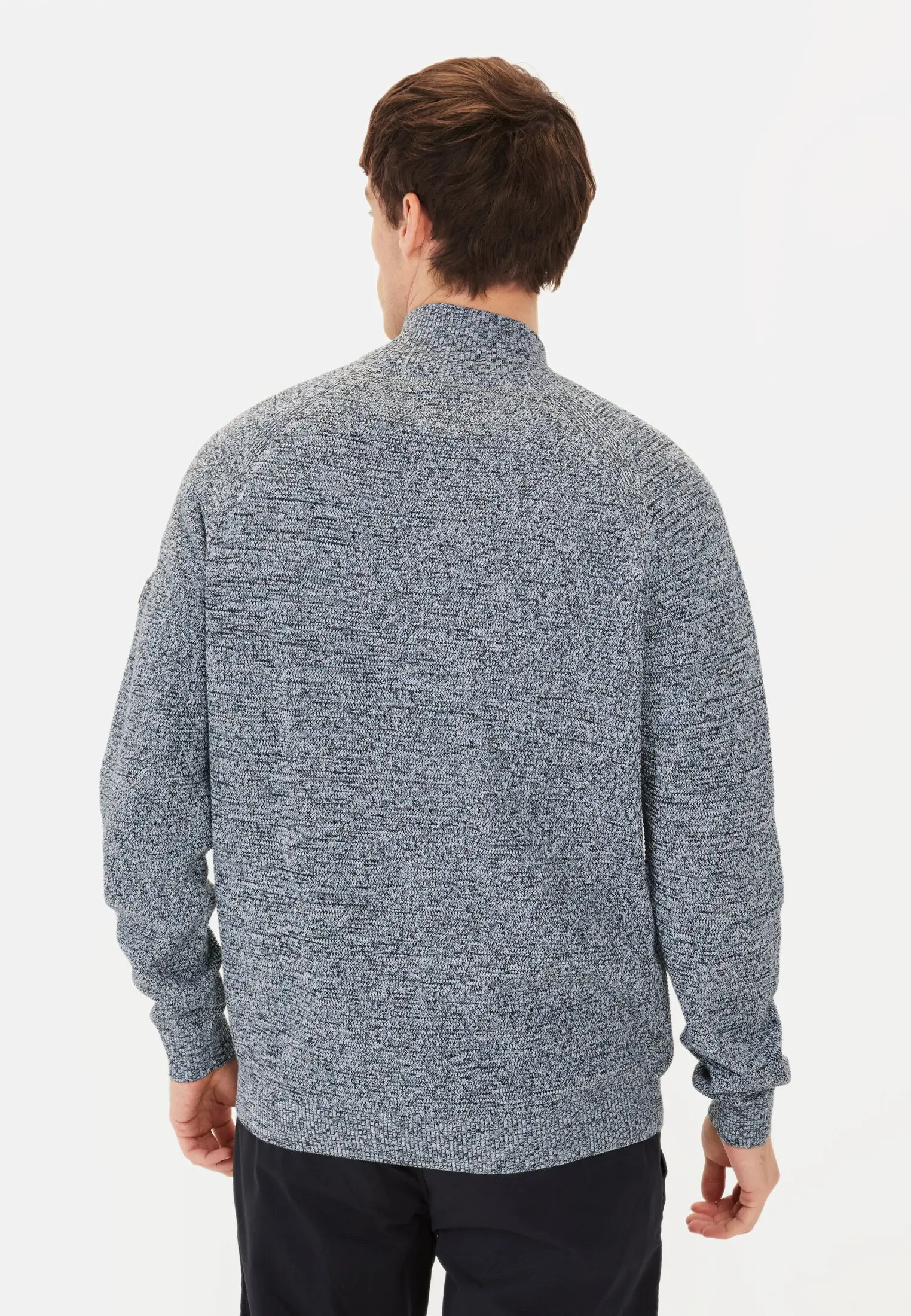 Herren Strickjacke aus Baumwolle Blau getragen hinten