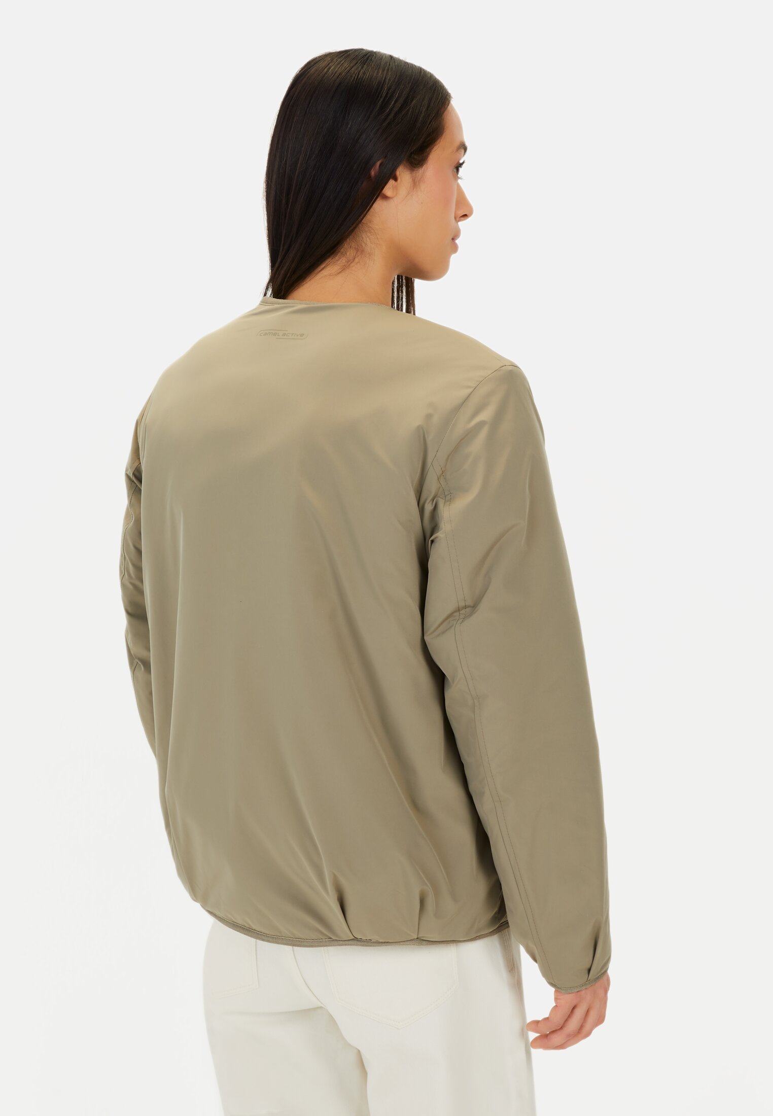 Women Reversible jacket made from recycled polyester Sage Green worn back