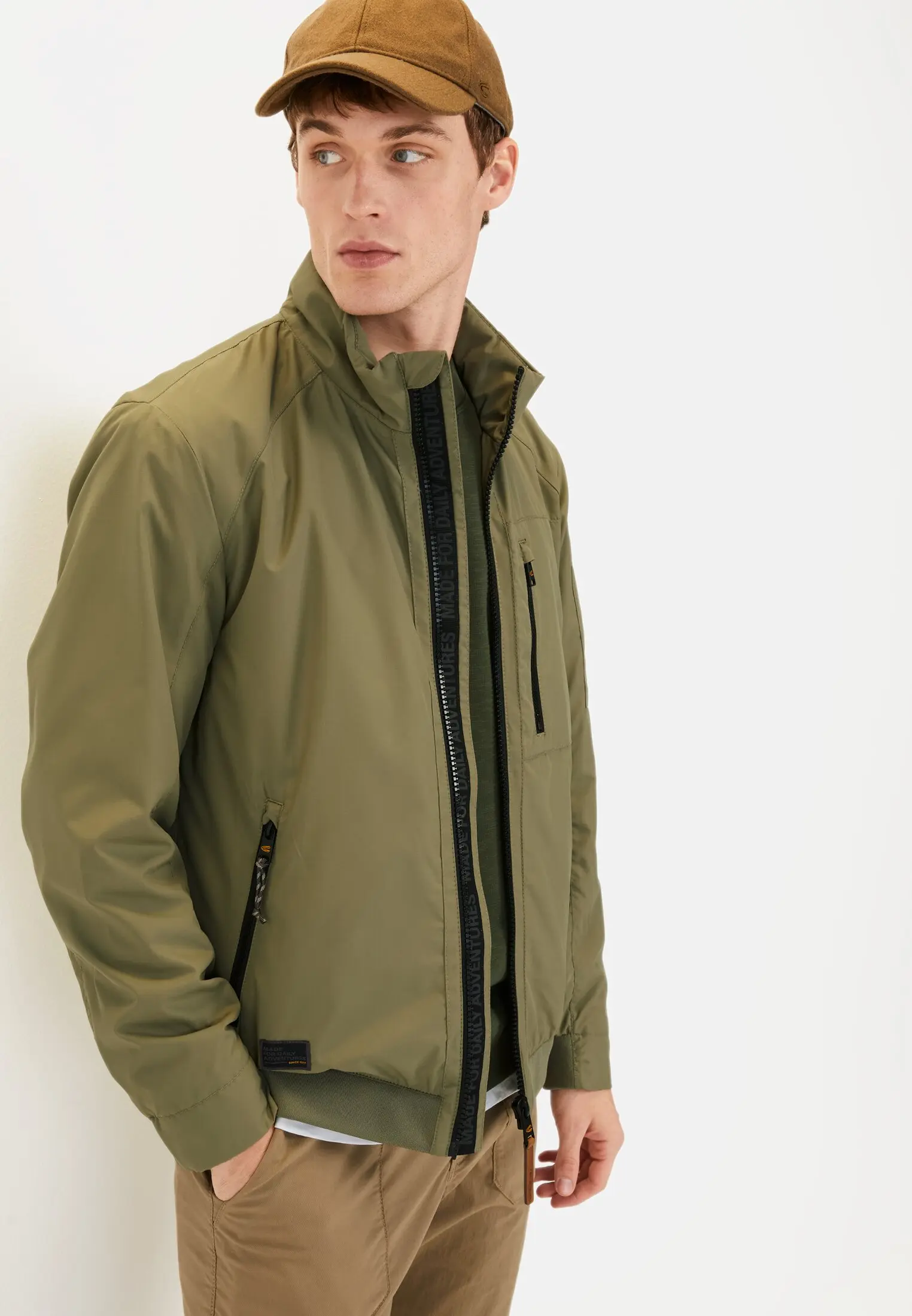 Men Blouson with a stand-up collar Dark Green worn emotional