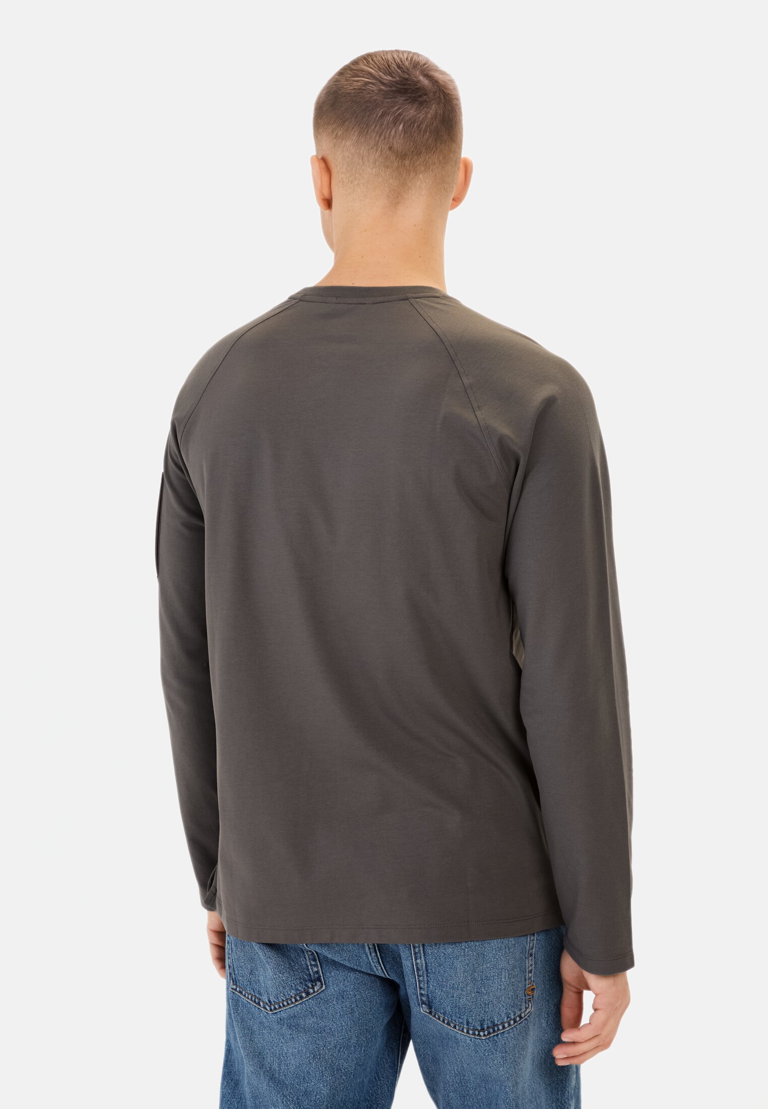 Men Long-sleeve shirt with cooling effect Grey worn back