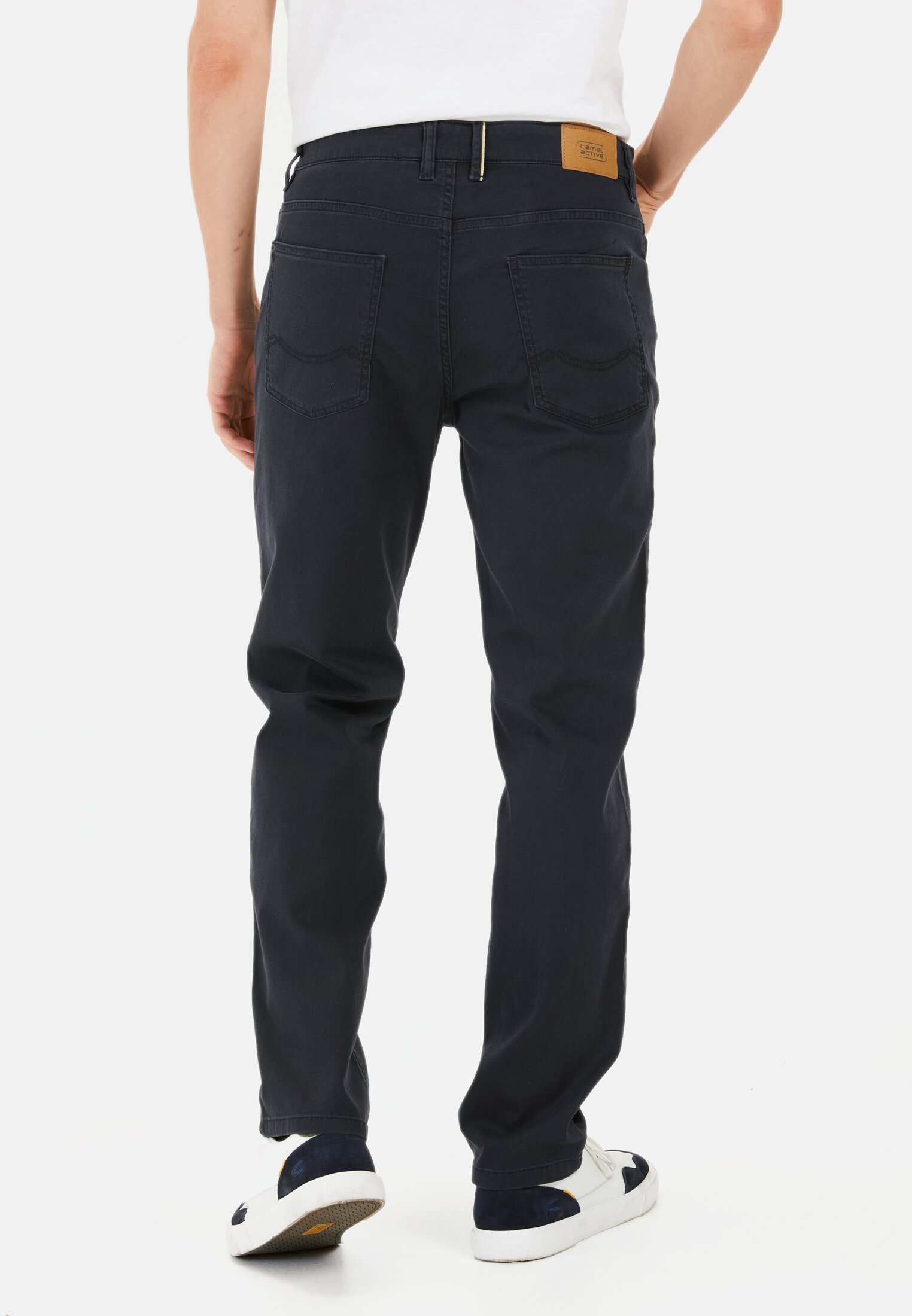 Men Relaxed Fit 5 Pocket Trousers Dark Blue