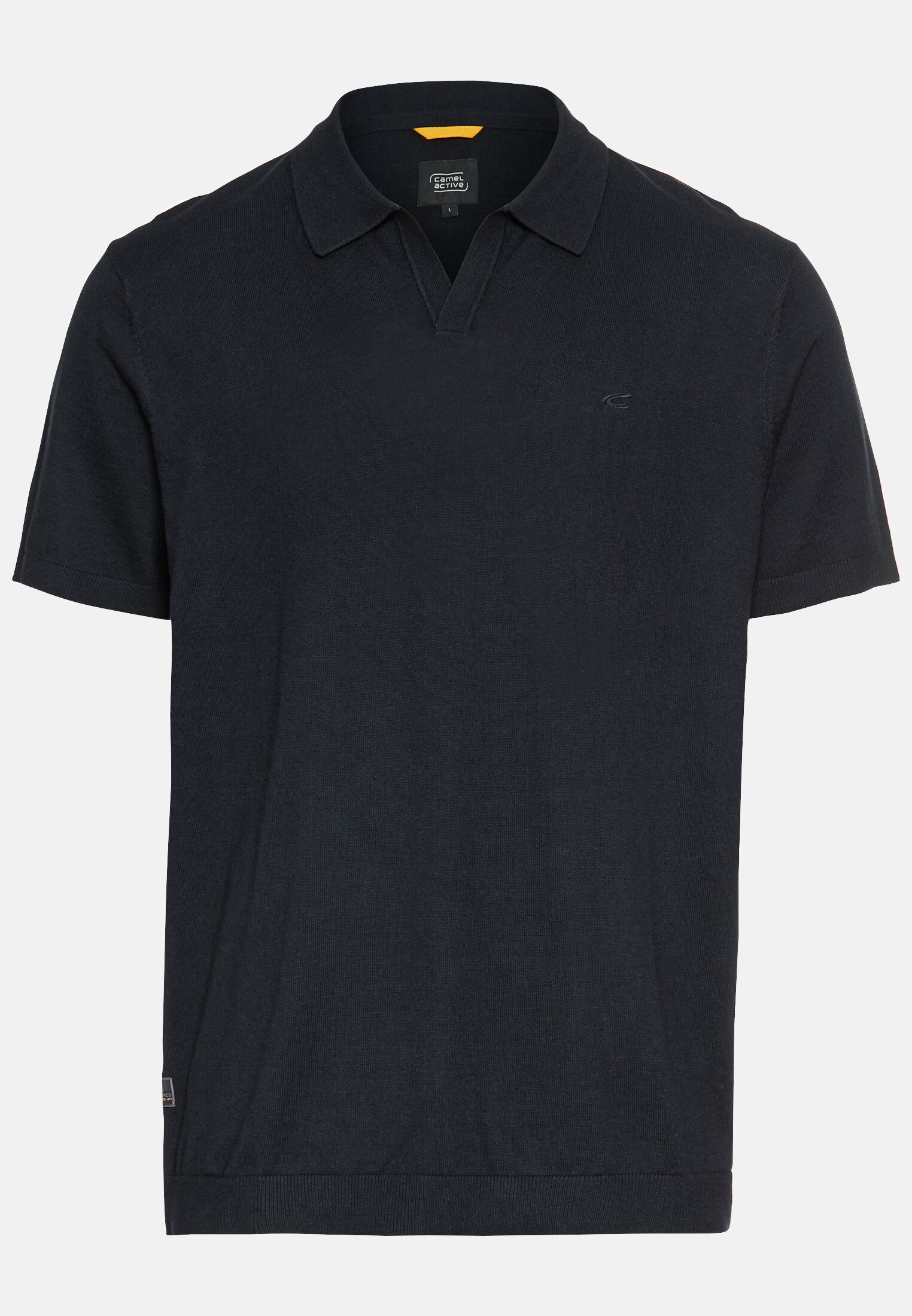 Men Knit polo shirt made from a cotton-linen blend Dark Blue frontal front