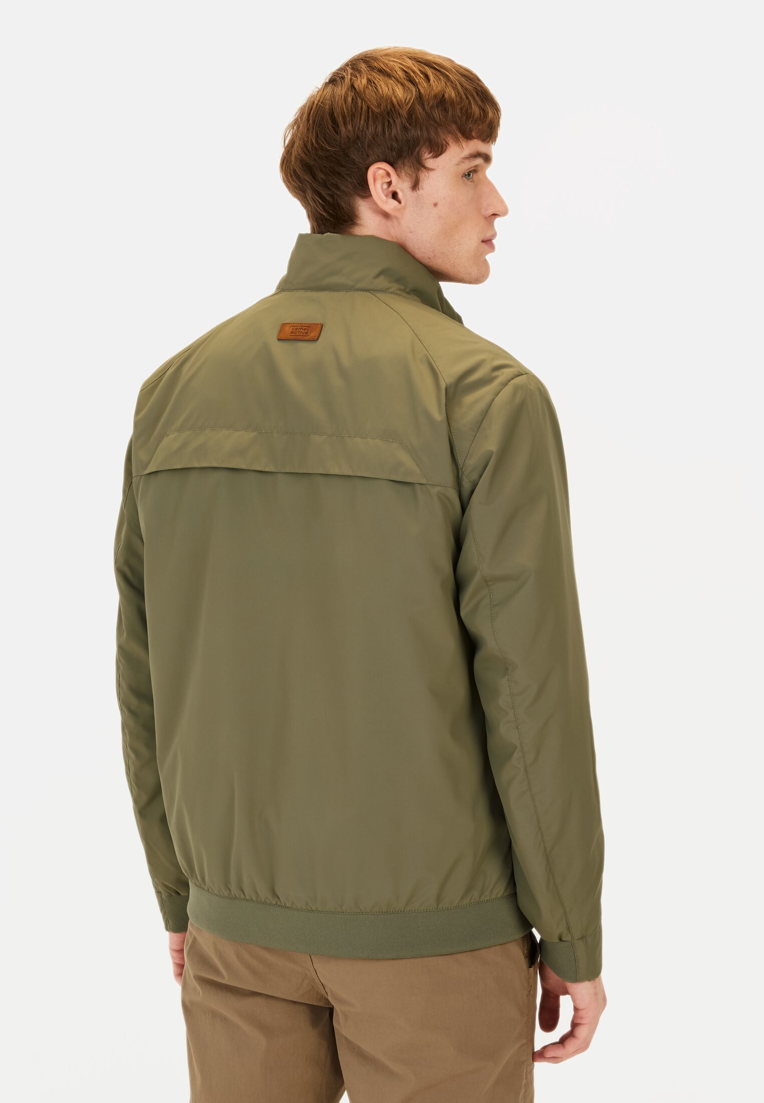 Men Blouson with a stand-up collar Dark Green worn back