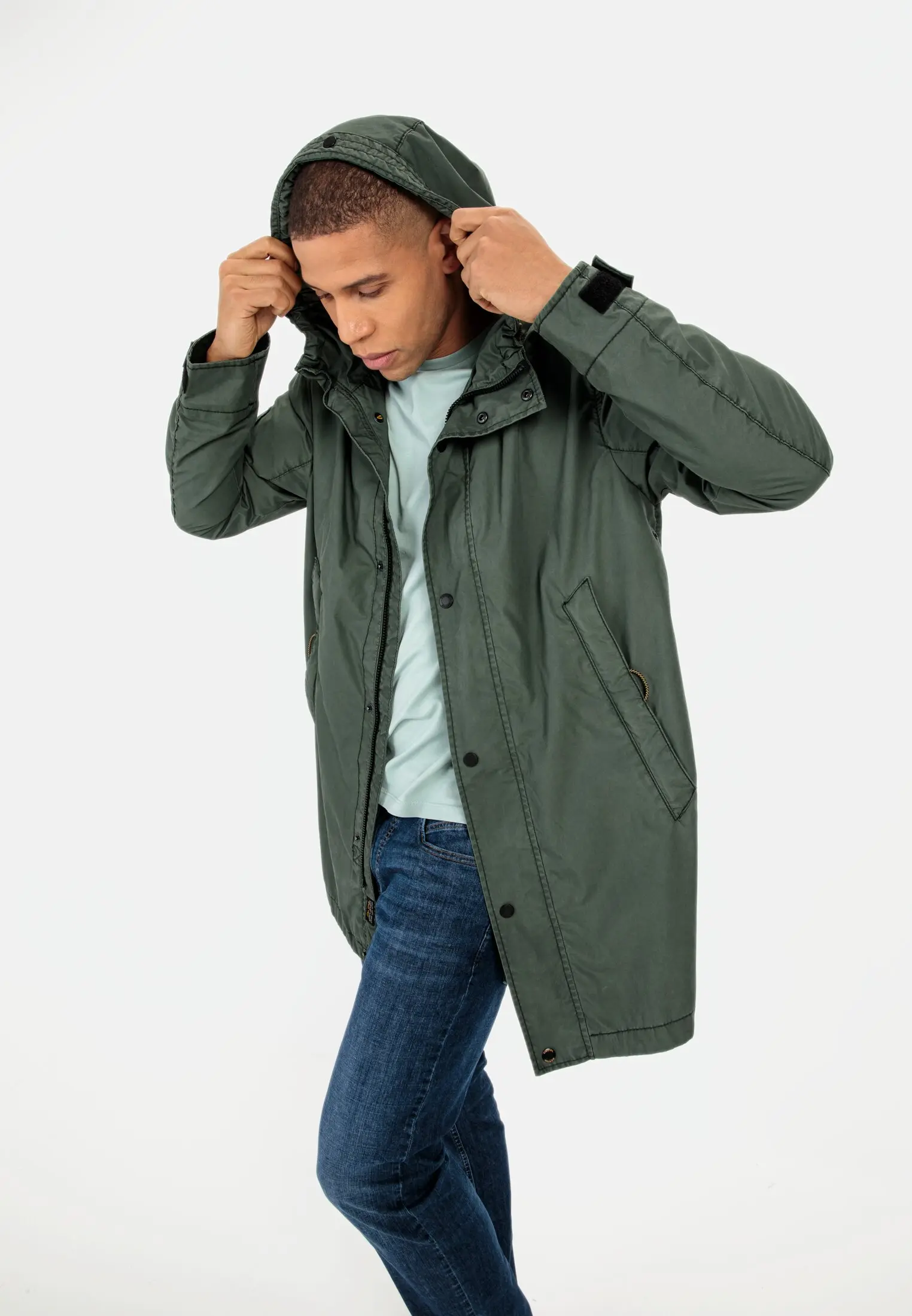 Long parka for Men in Green camel active