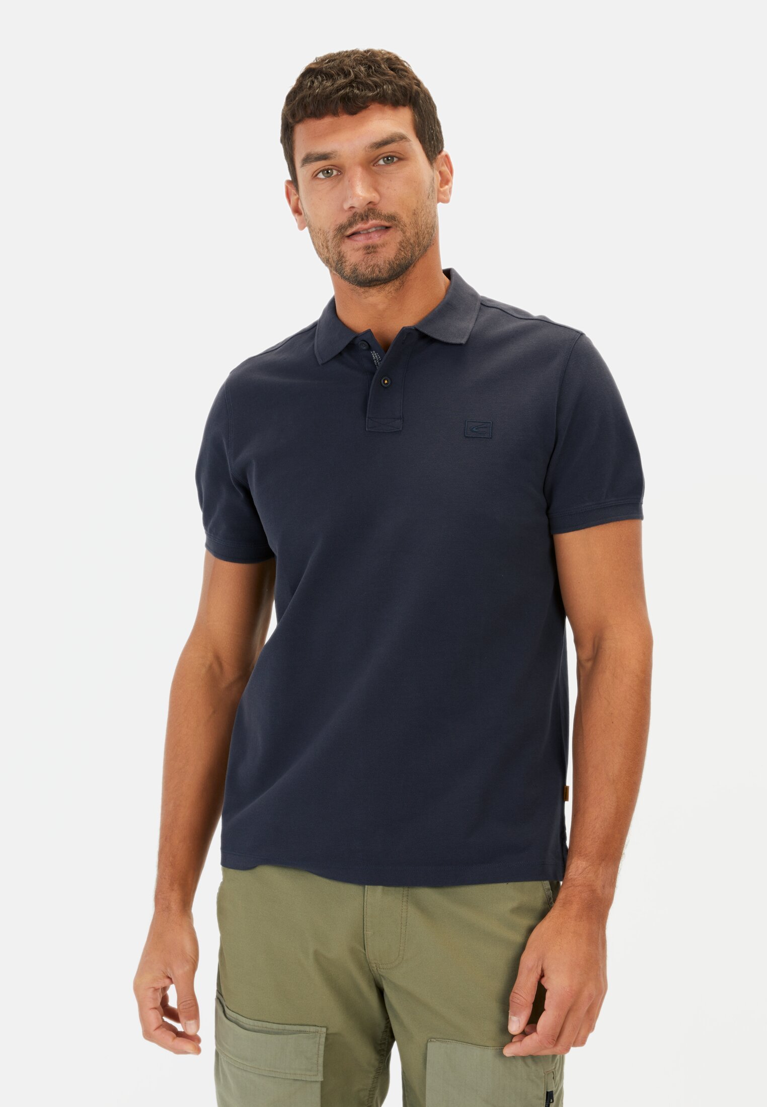 Herren Halbarm Poloshirt aus reiner Baumwolle Nachtblau