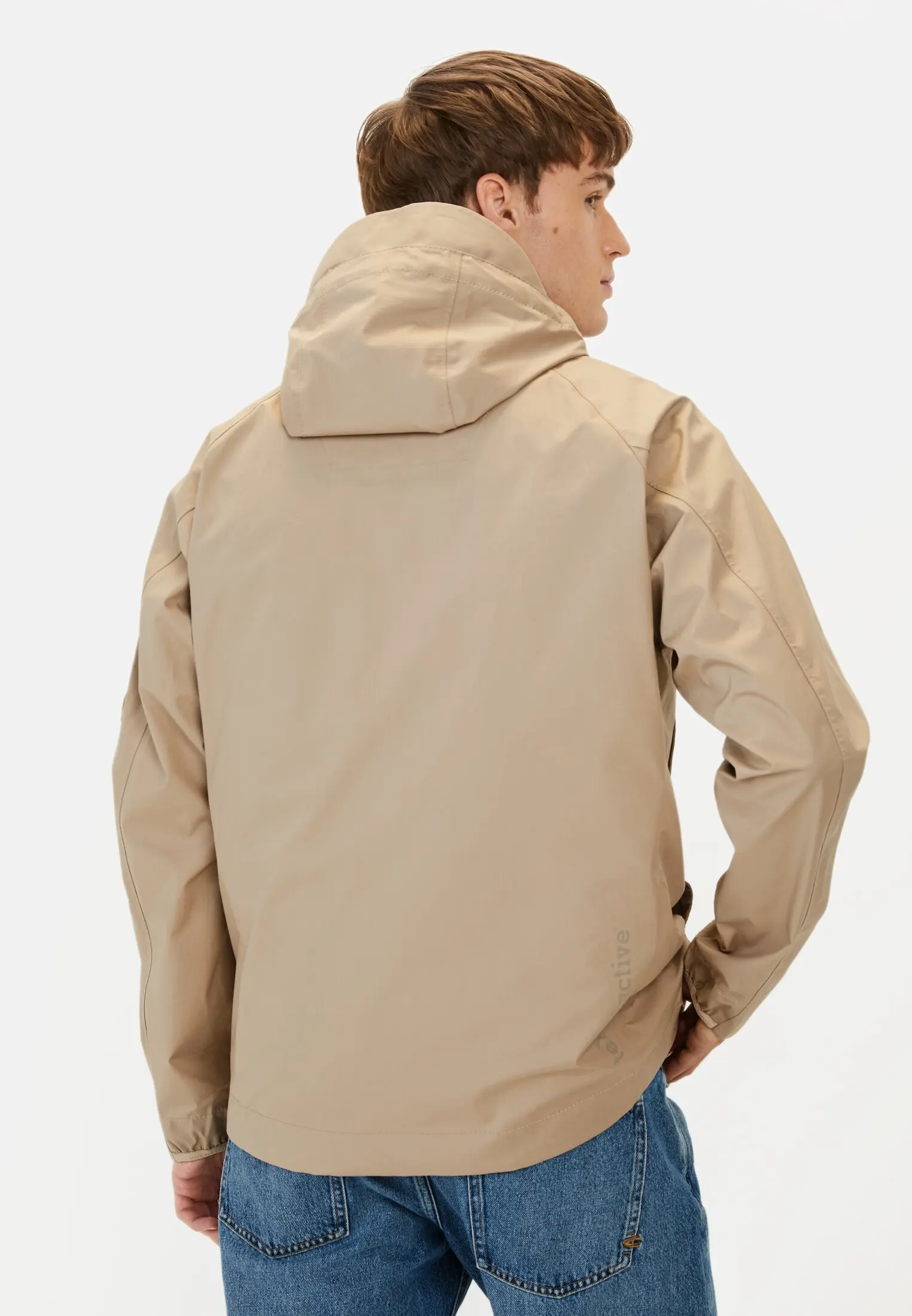 Heren Blouson gemaakt van katoen met een capuchon Beige gedragen achter