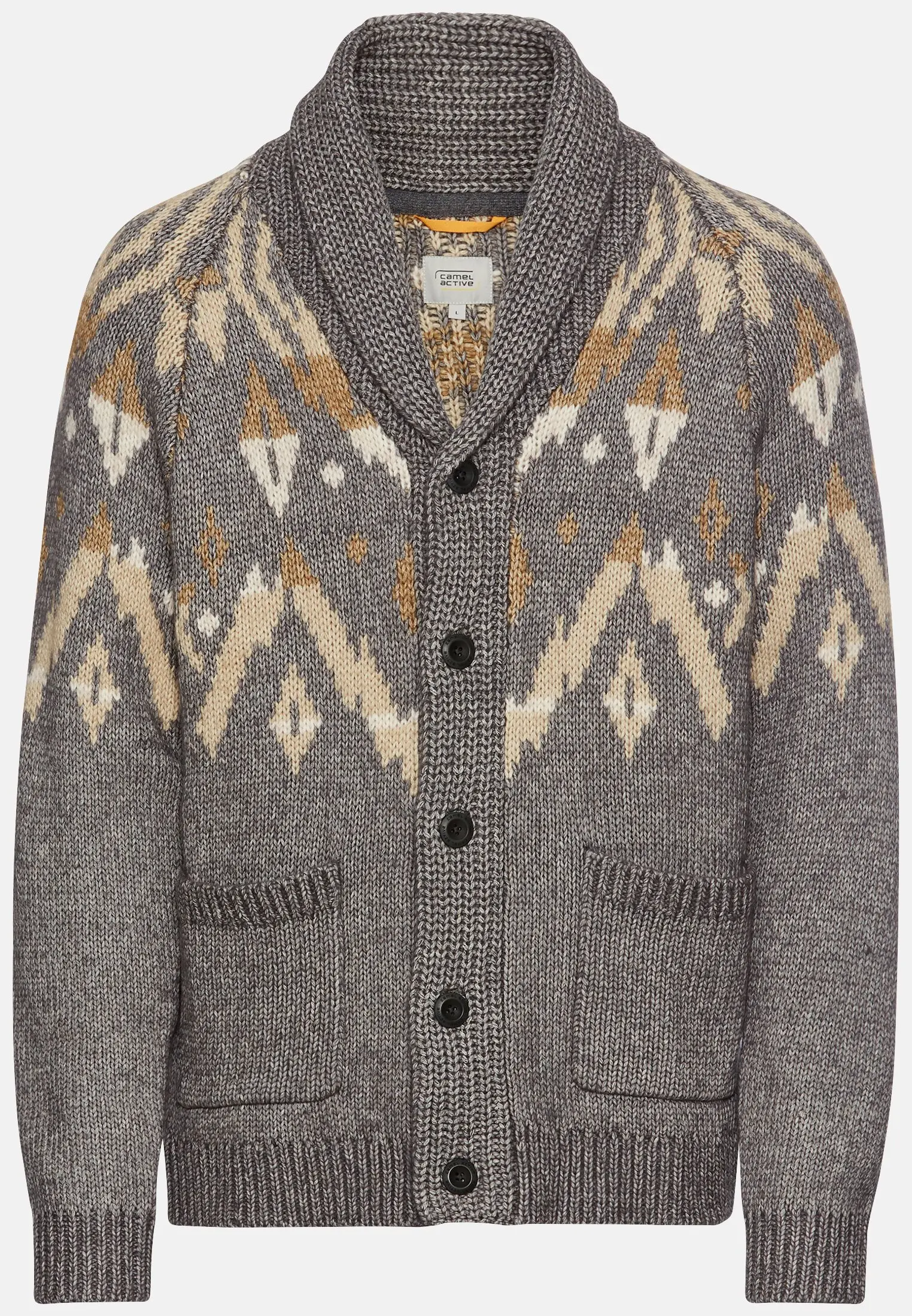 Men Cardigan van katoenmix Grey