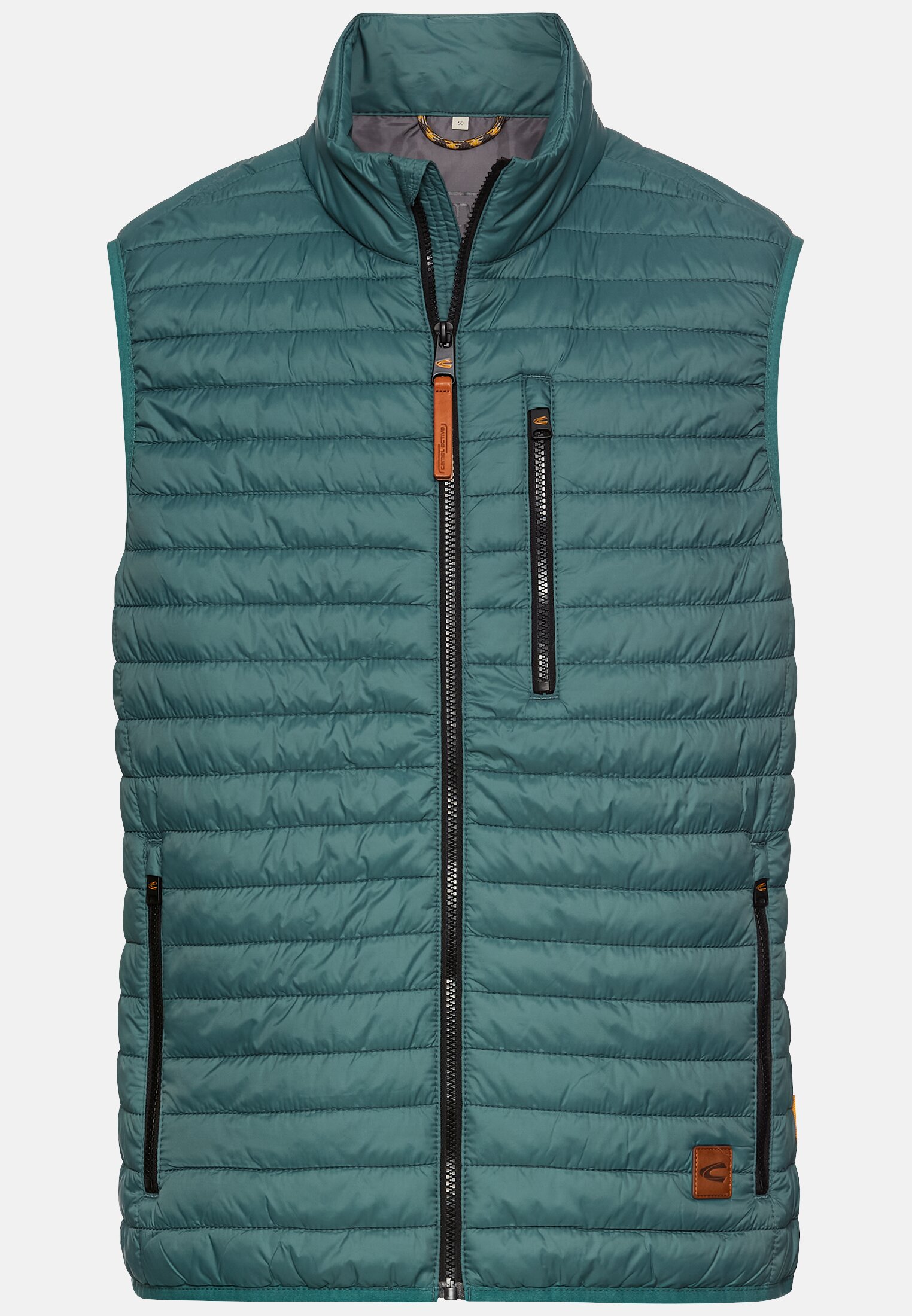 Men Quilted vest with stand-up collar Dark green frontal front