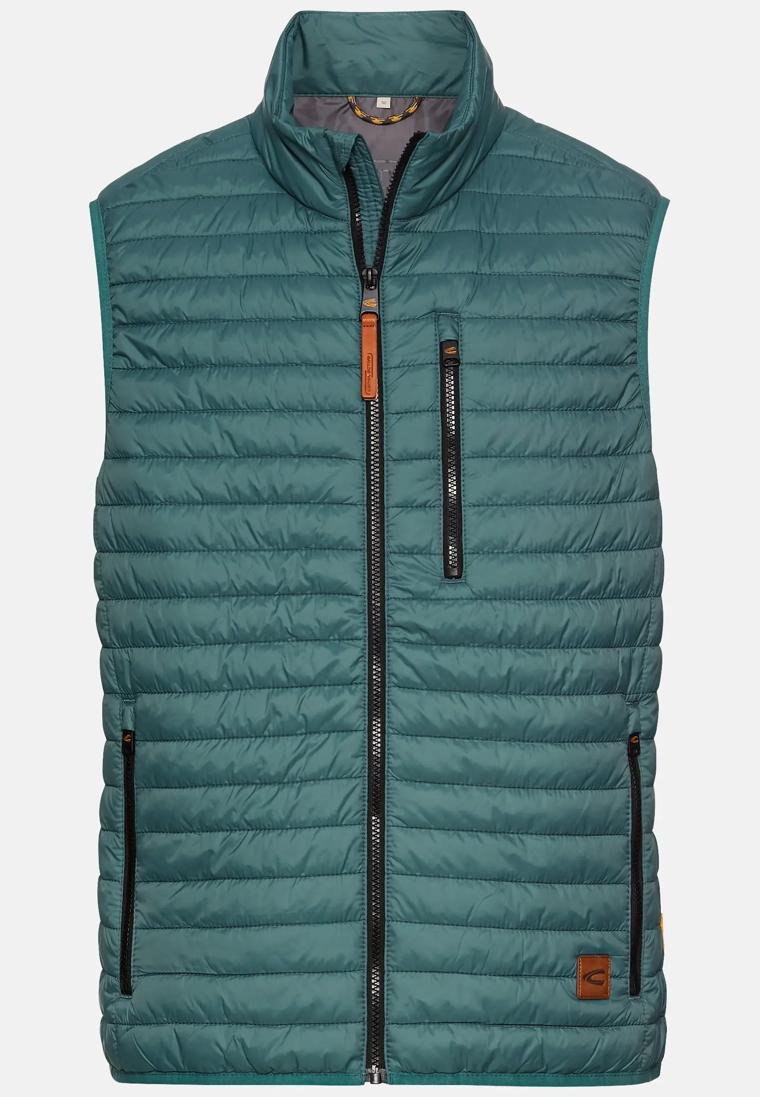 Men Quilted vest with stand-up collar Dark green frontal front