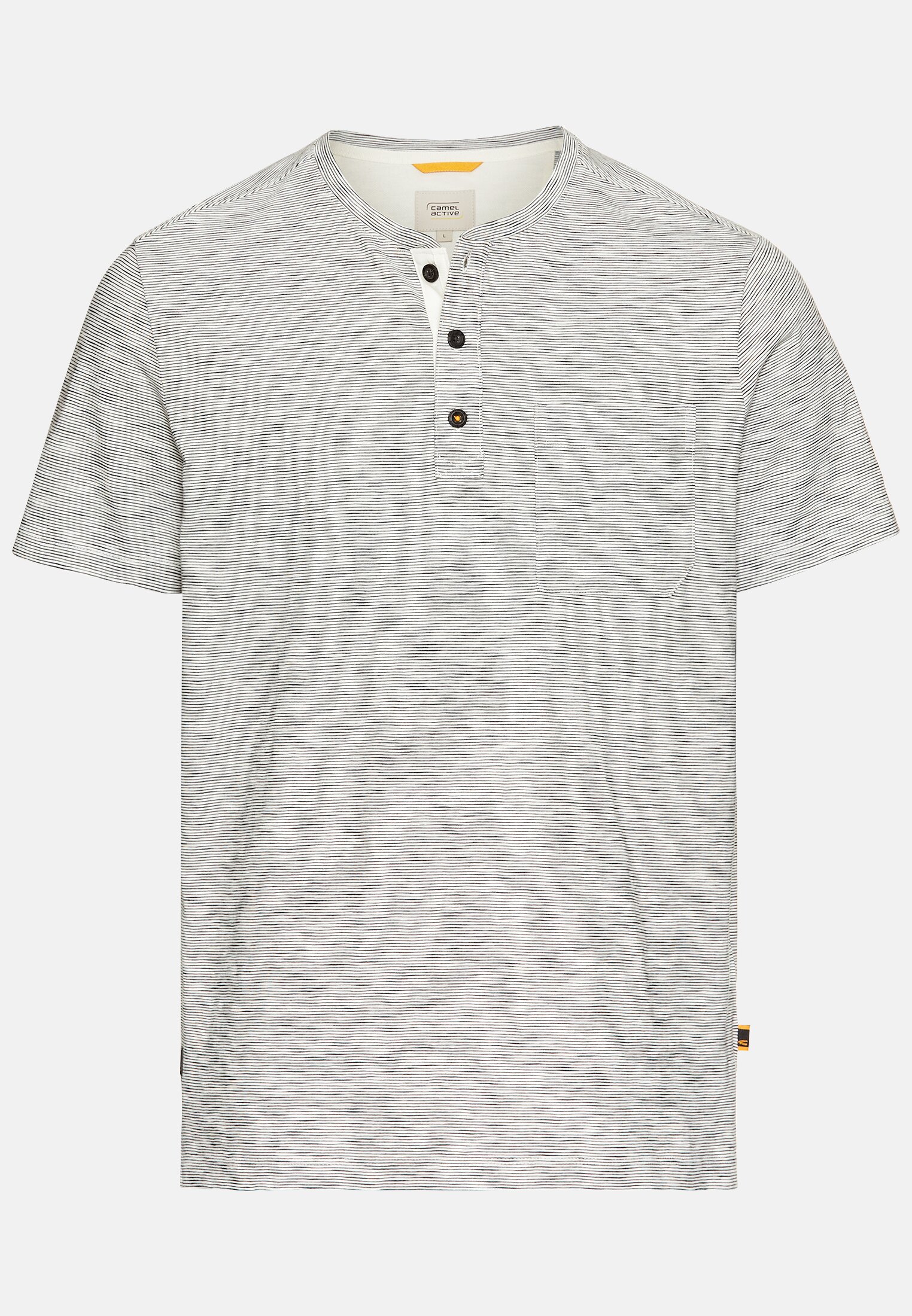 Men Short sleeve henley made from pure cotton Beige frontal front