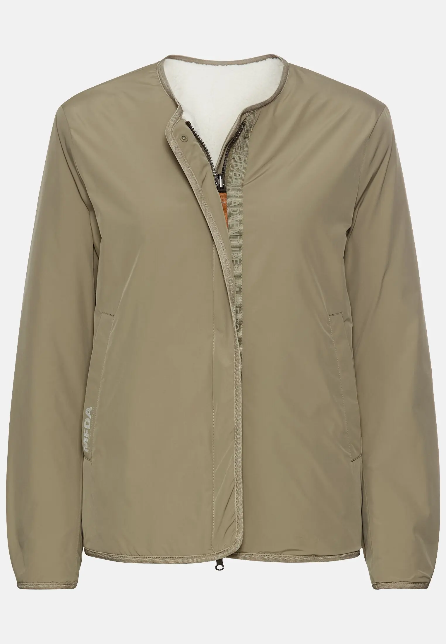 Women Reversible jacket made from recycled polyester Sage Green frontal front