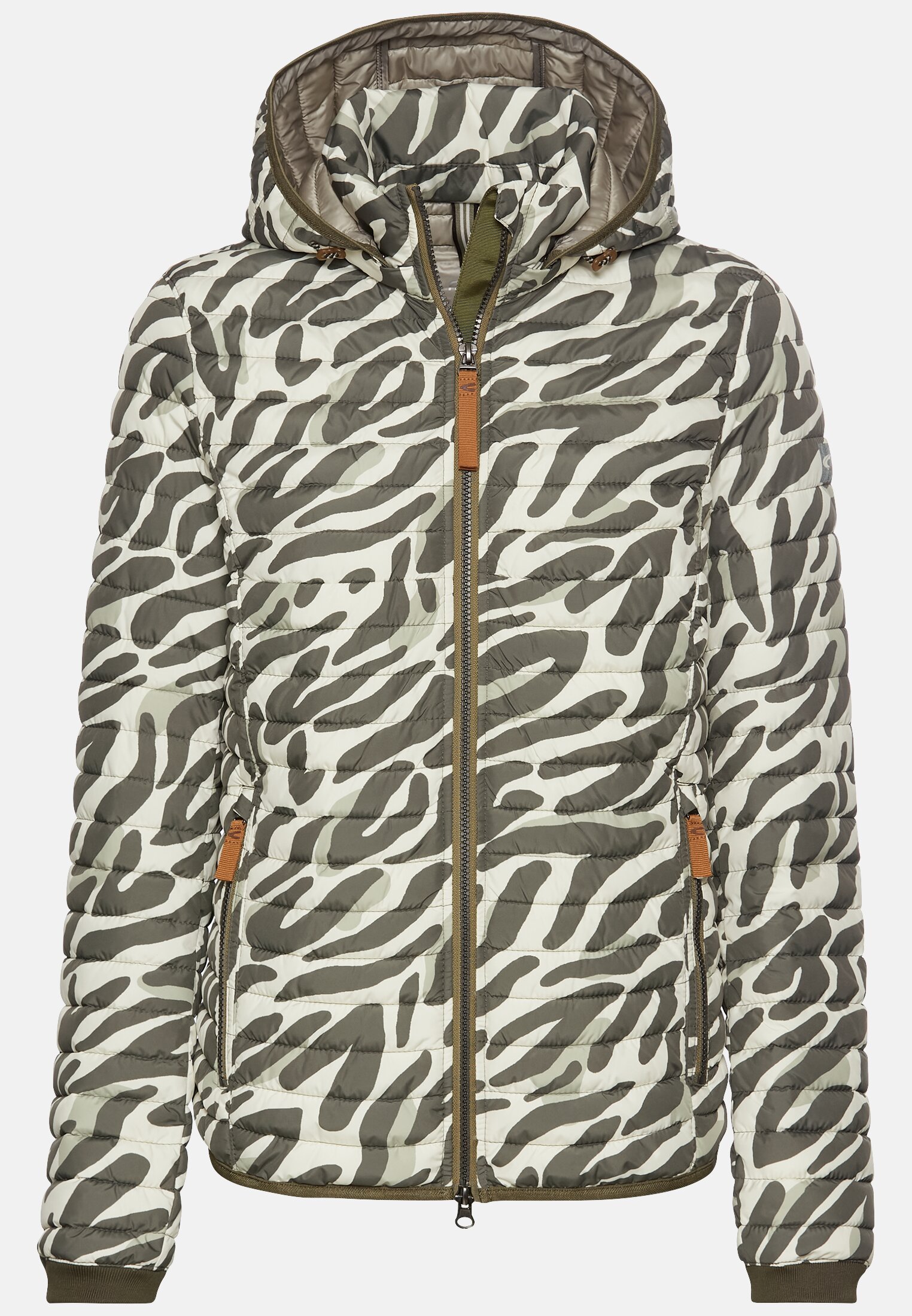 Vrouwen Gewatteerde blouson met animal print Groen-Wit frontaal voor