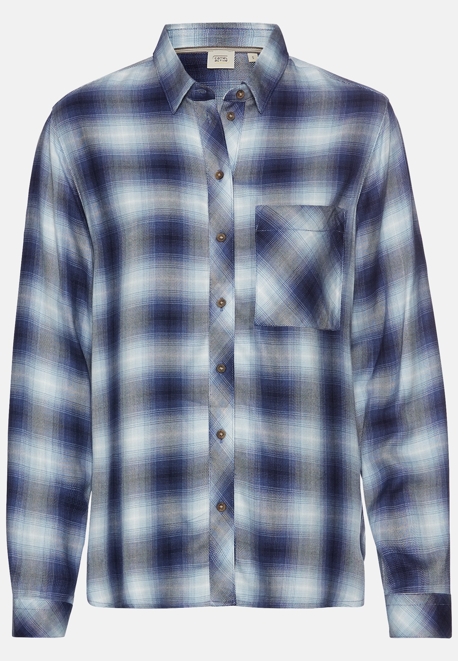 Women Checked blouse made of pure viscose Blue Check frontal front