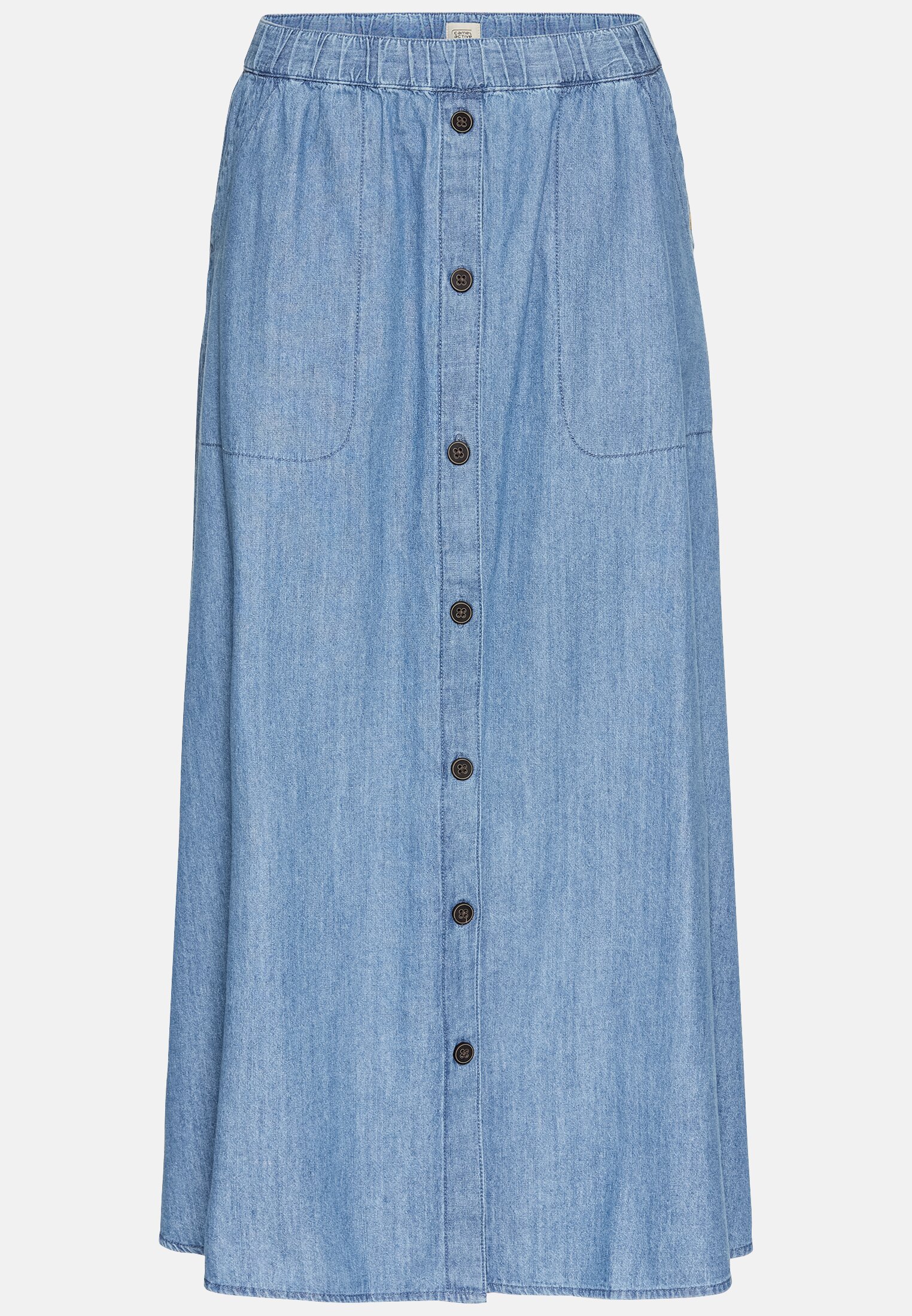 Women Long denim skirt with elastic waistband Denim frontal front