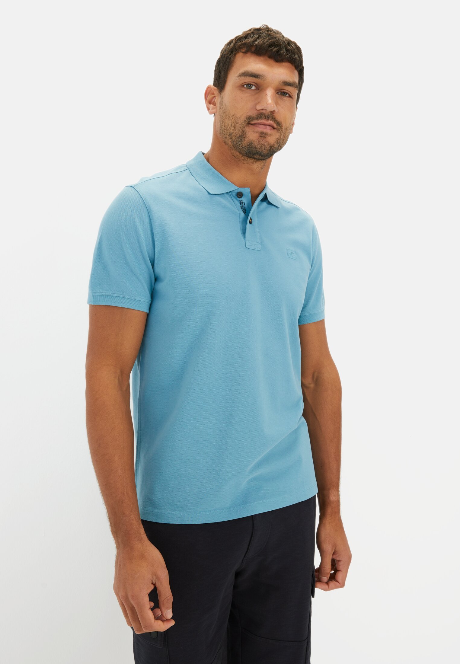 Herren Halbarm Poloshirt aus reiner Baumwolle Blau