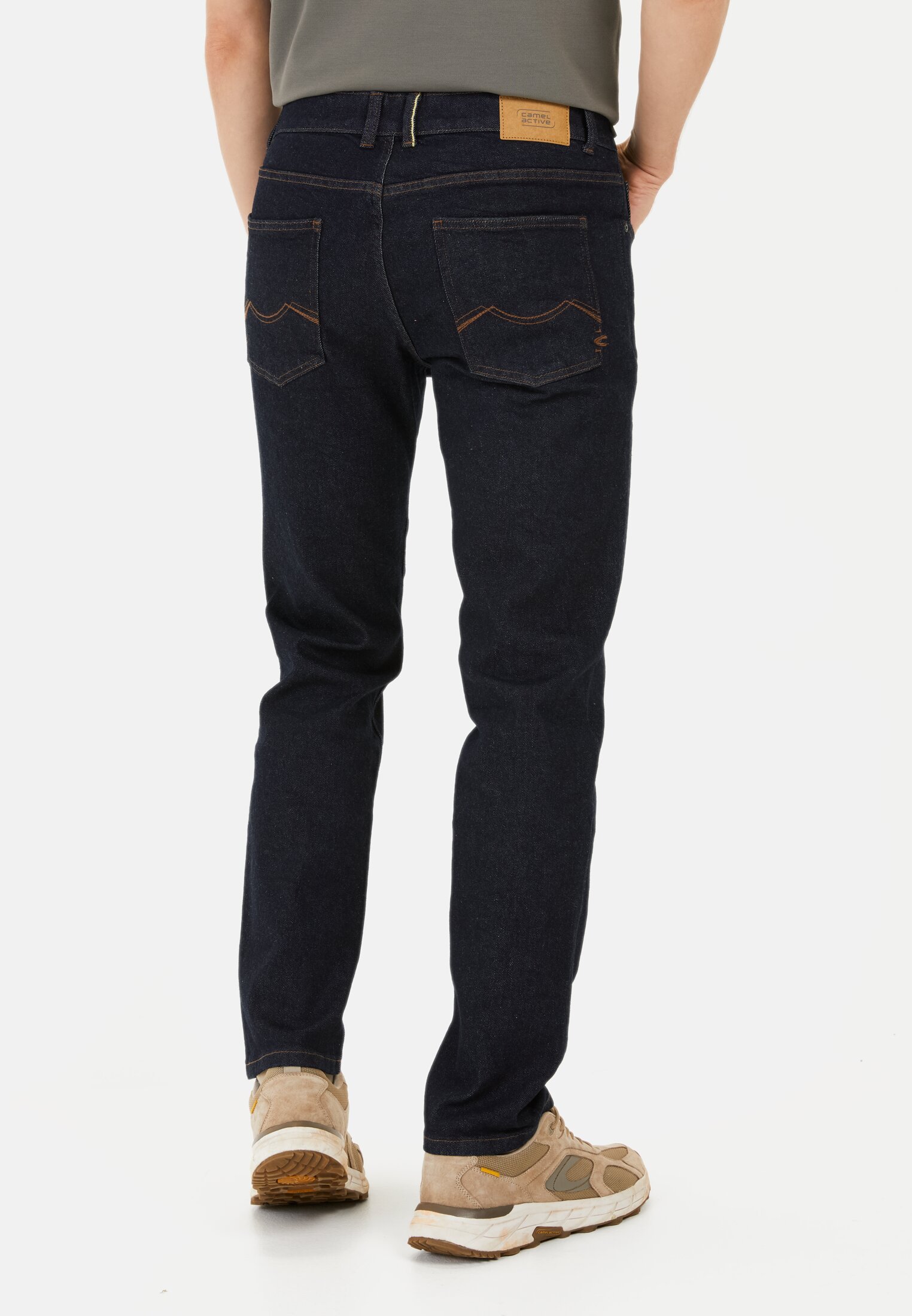 Men Regular Fit 5-Pocket Jeans Dark Navy worn back