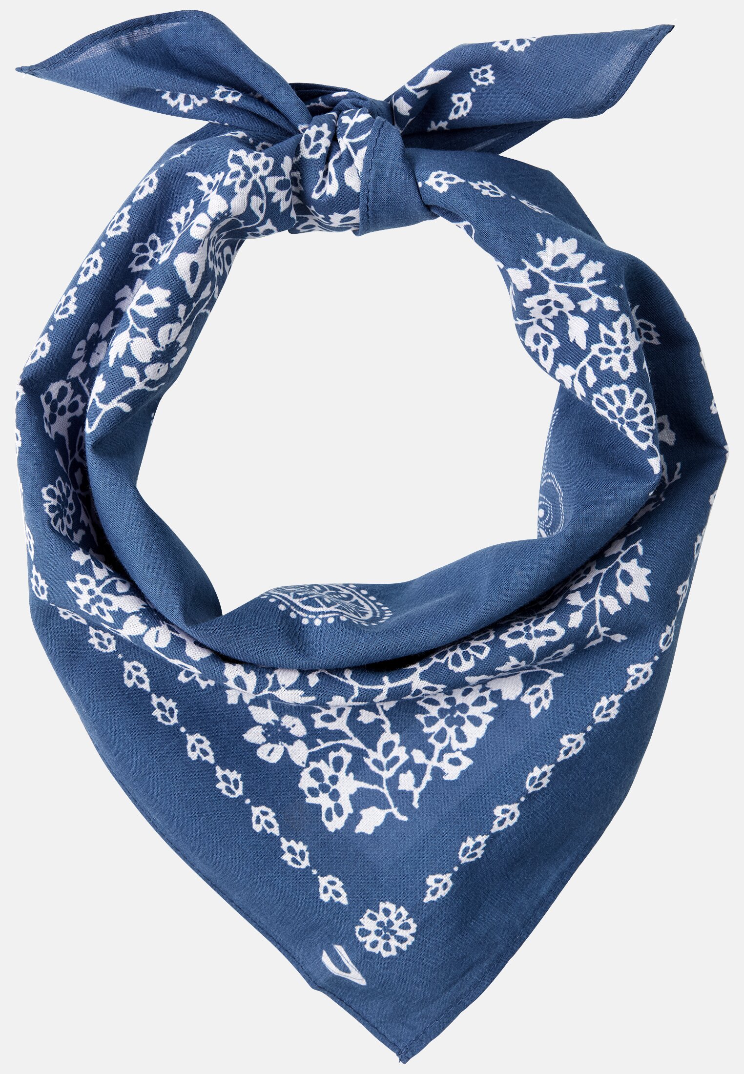 Women Bandana made of pure cotton Blue-White frontal front