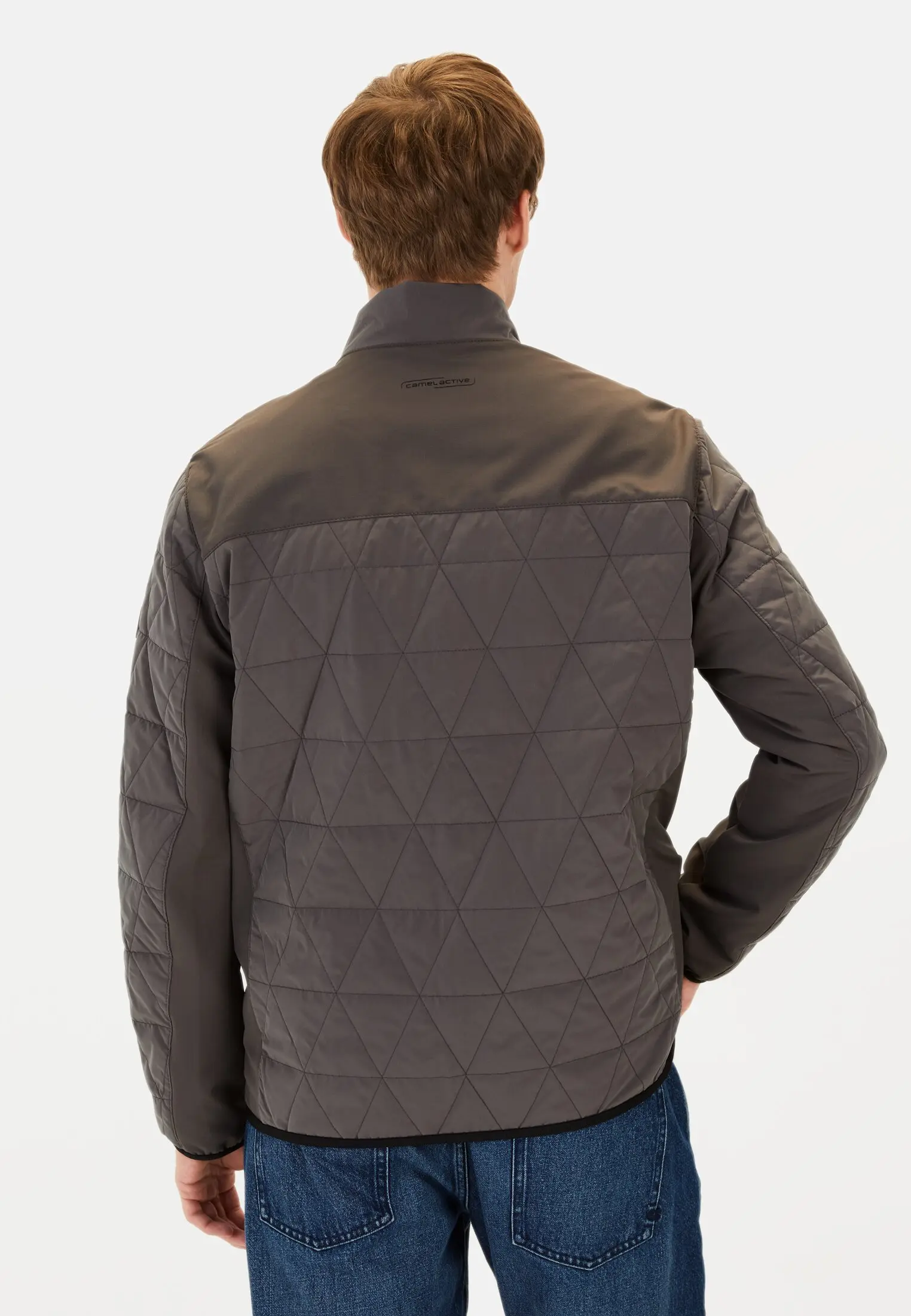 Men Blouson with stand-up collar Grey worn back