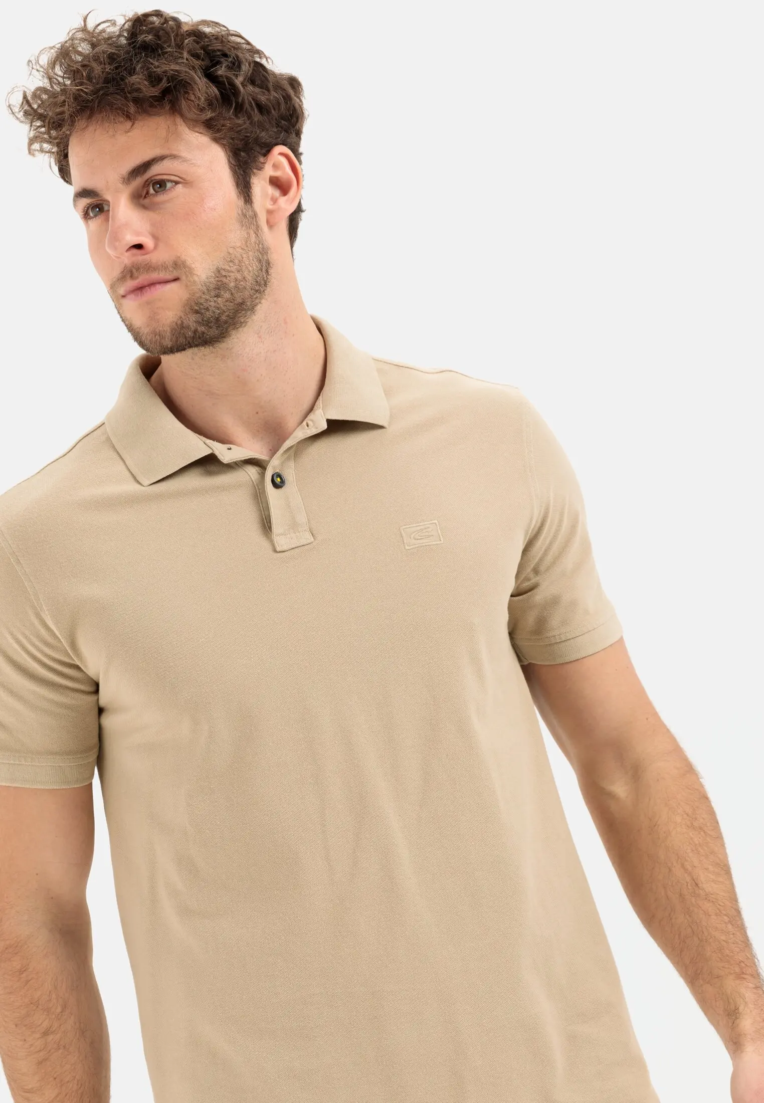 Pique polo shirt for Men in beige camel active