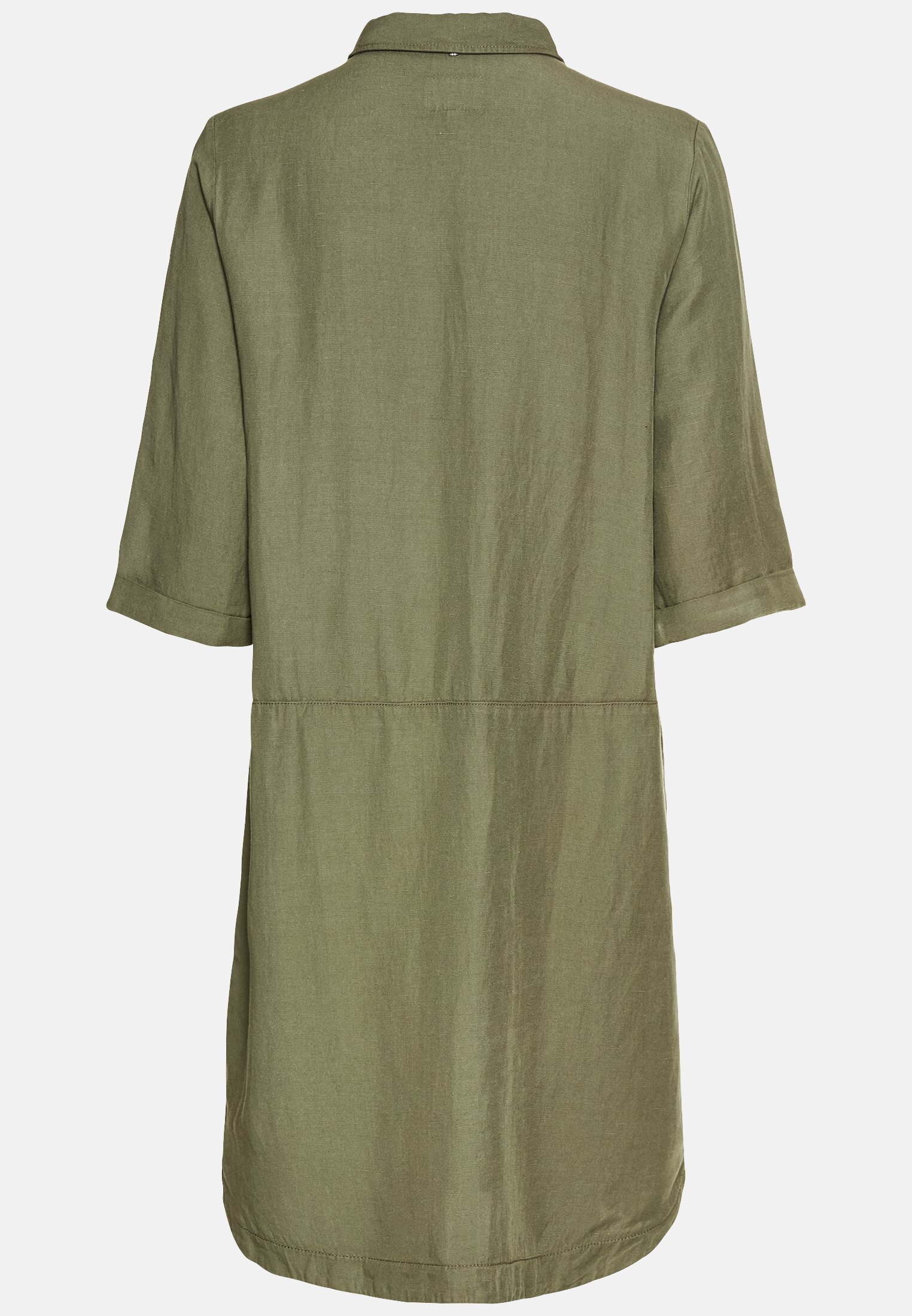 Women Slip-on dress with shirt collar Olive frontal back