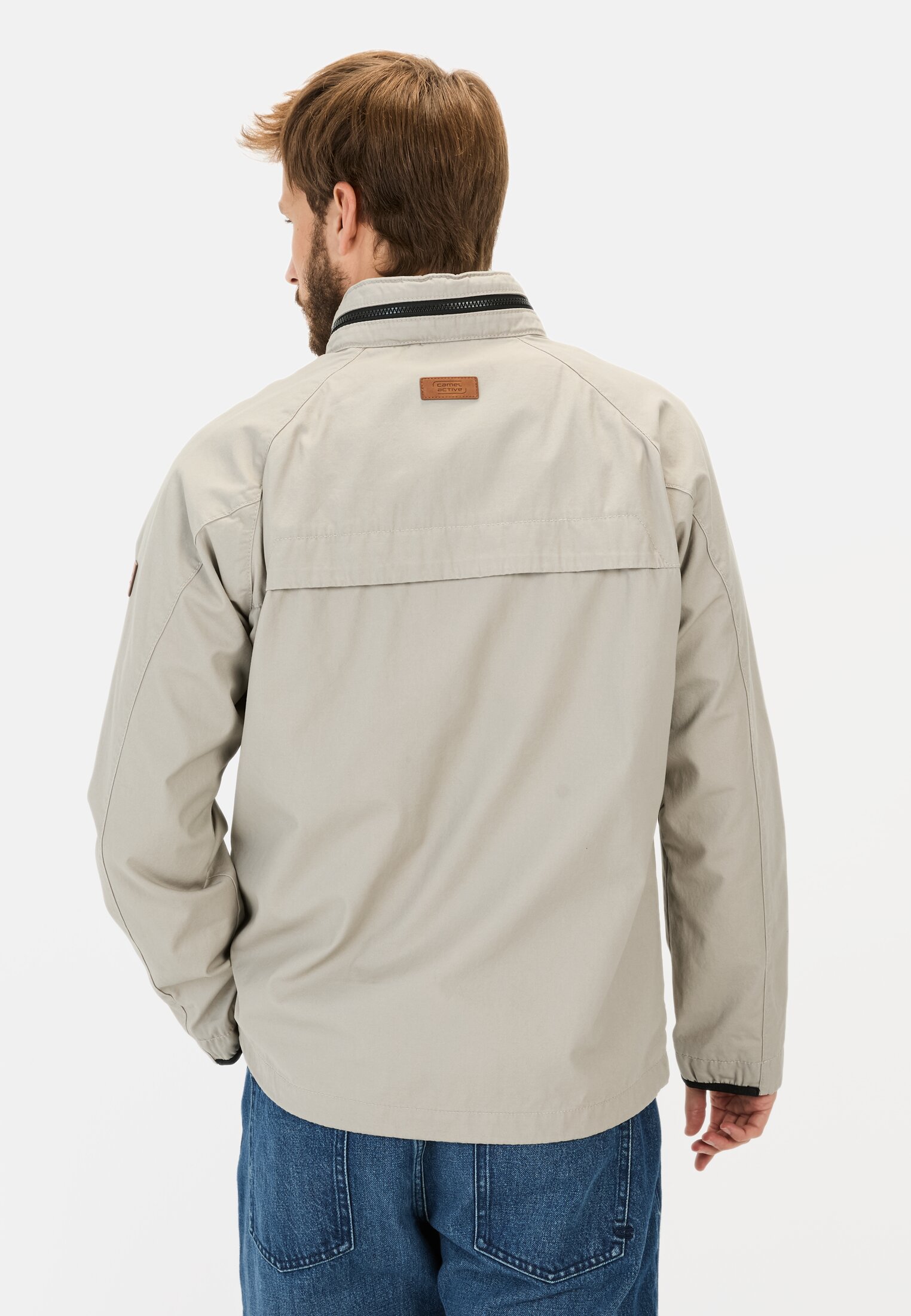 Men Field jacket made of pure cotton Ecru worn back