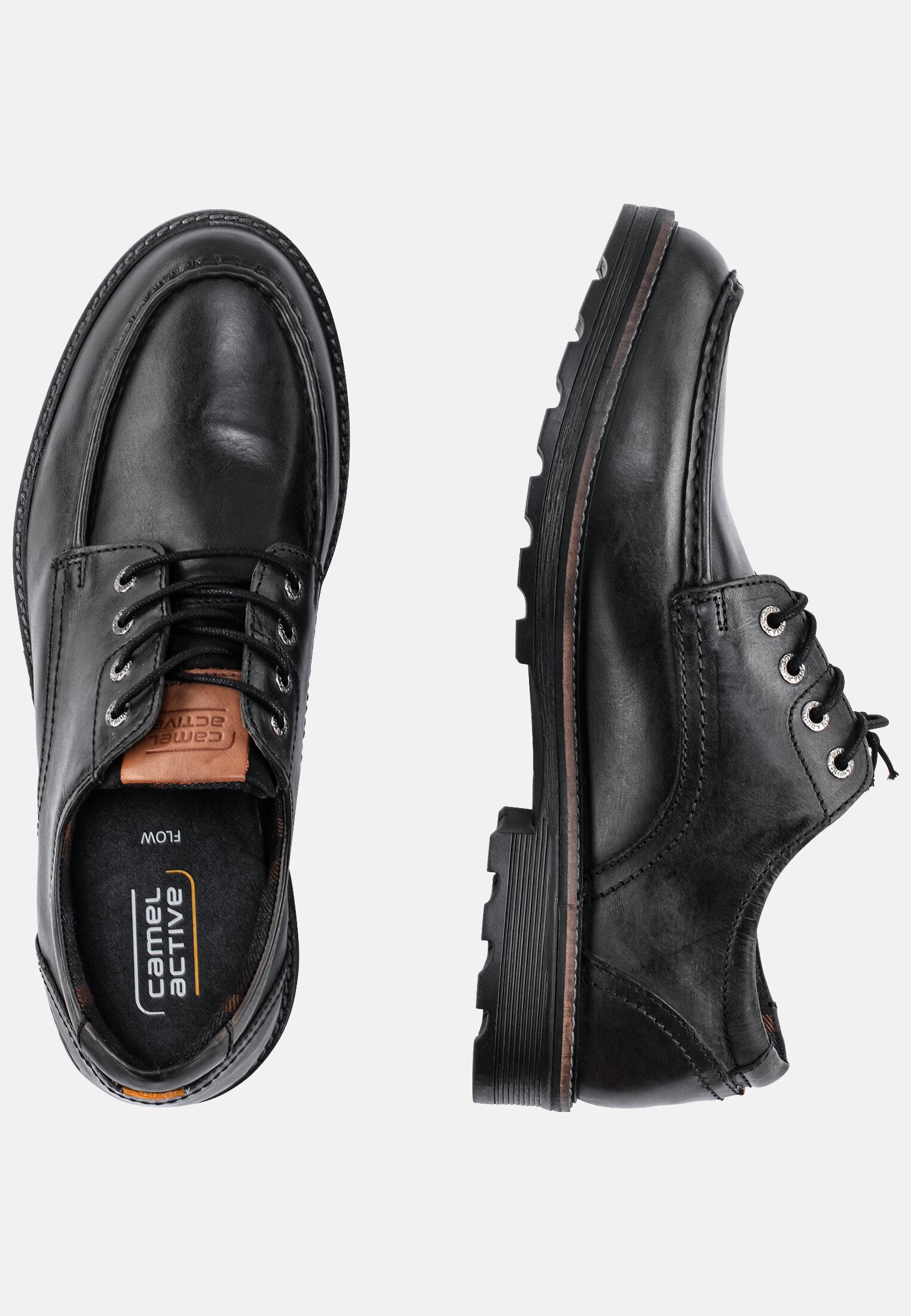 Herren FLOW Oxford Schuhe aus echtem Leder Schwarz