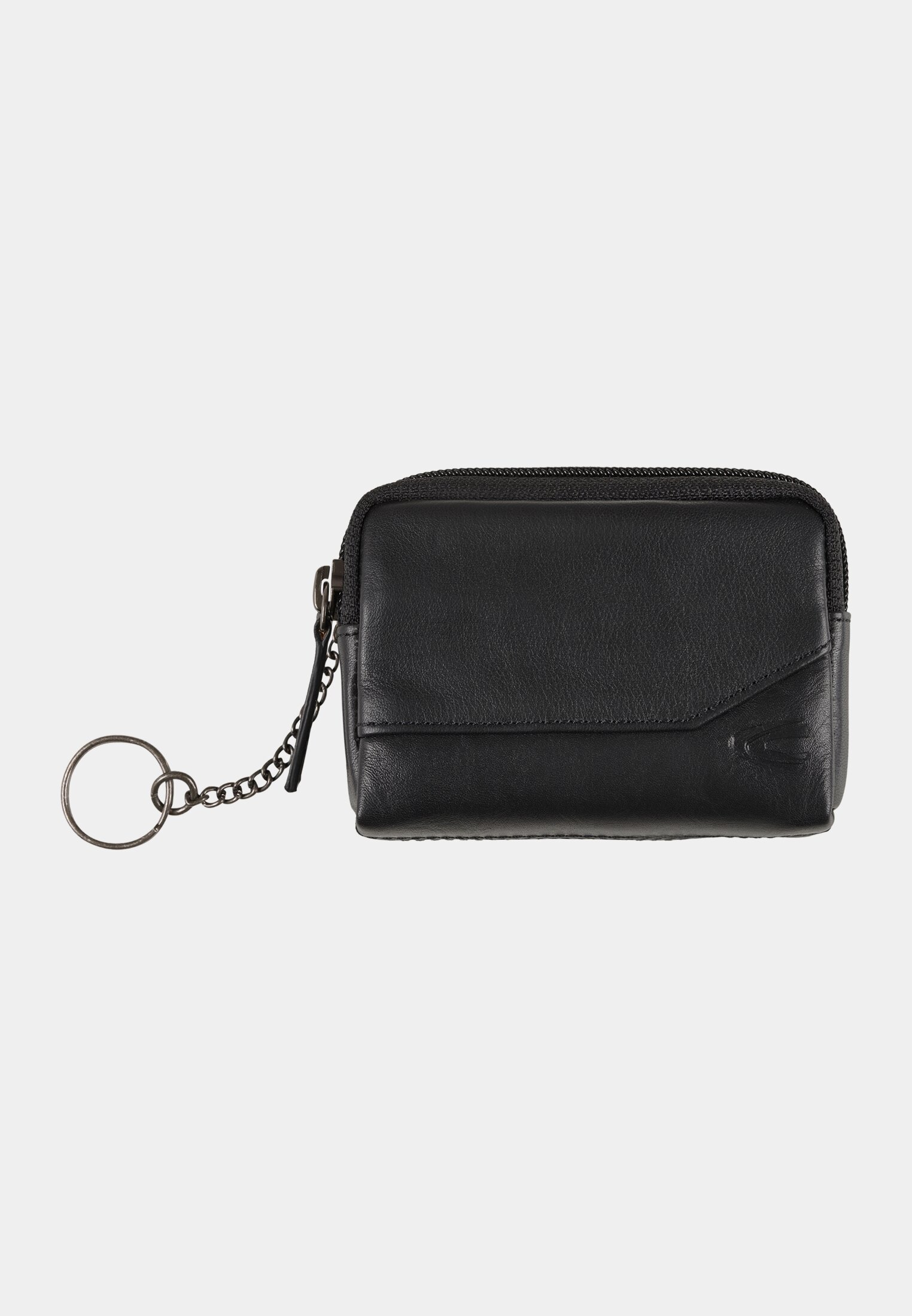 Women Key case made of genuine leather Black front close