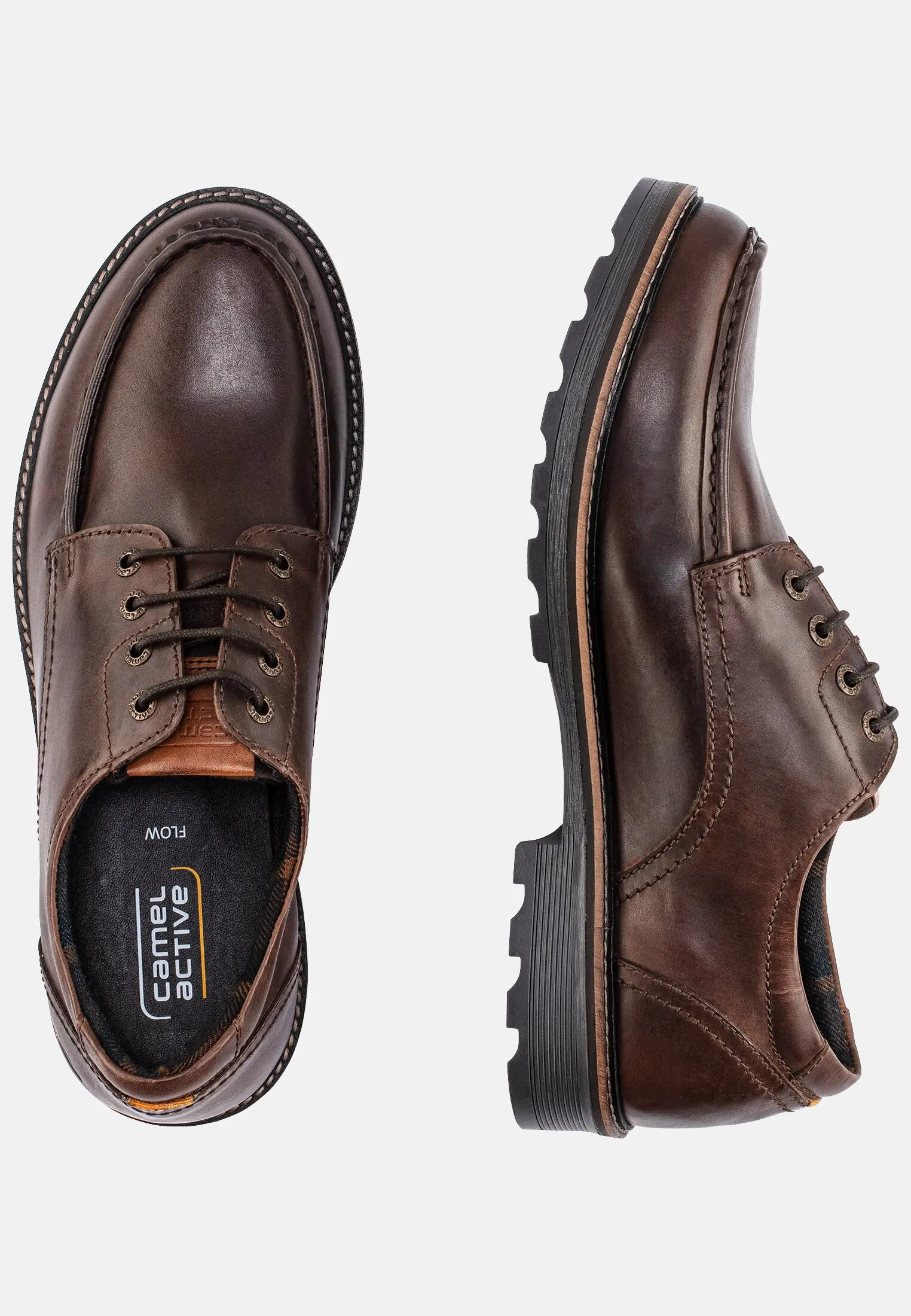 Herren FLOW Oxford Schuhe aus echtem Leder Cafe