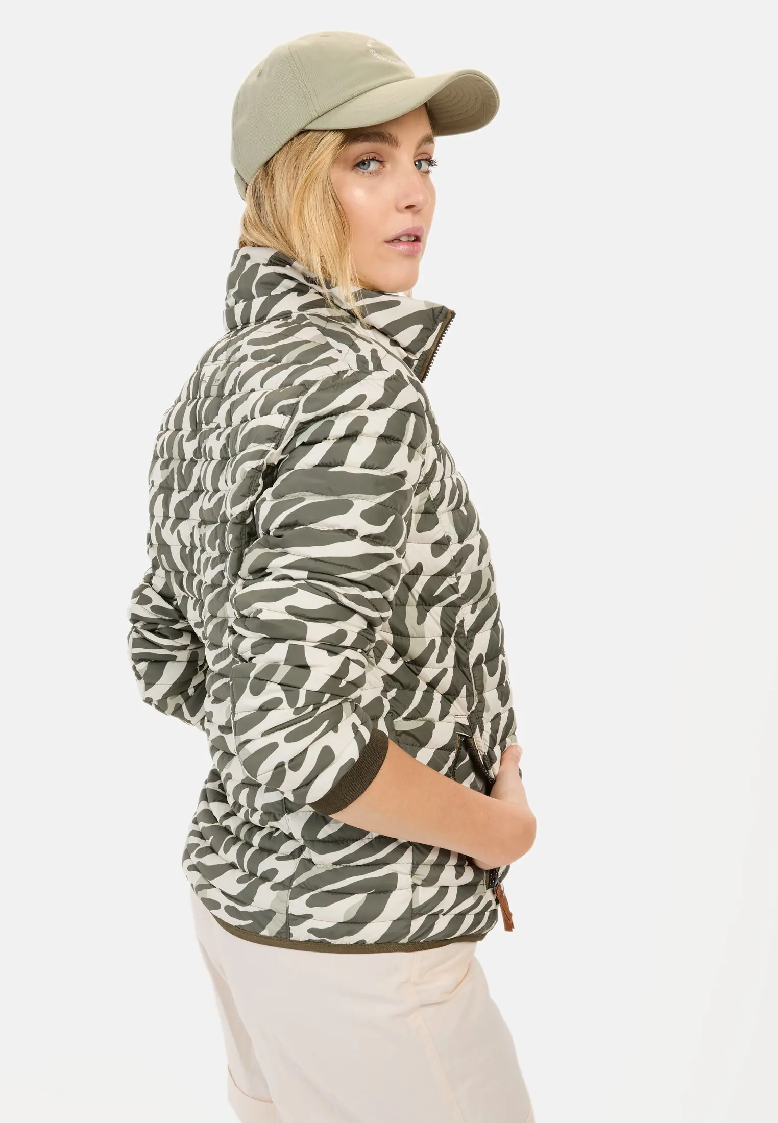 Vrouwen Gewatteerde blouson met animal print Groen-Wit gedragen emotional 