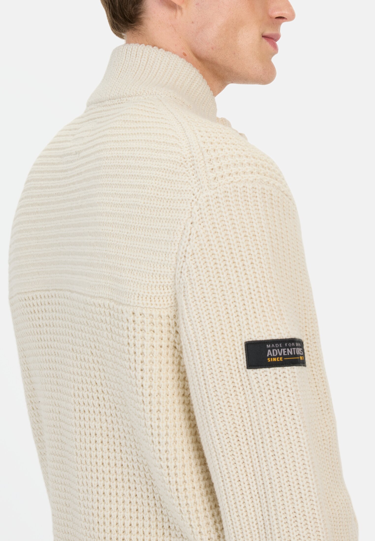 Herren Strickjacke mit verstecktem Reißverschluss Creme