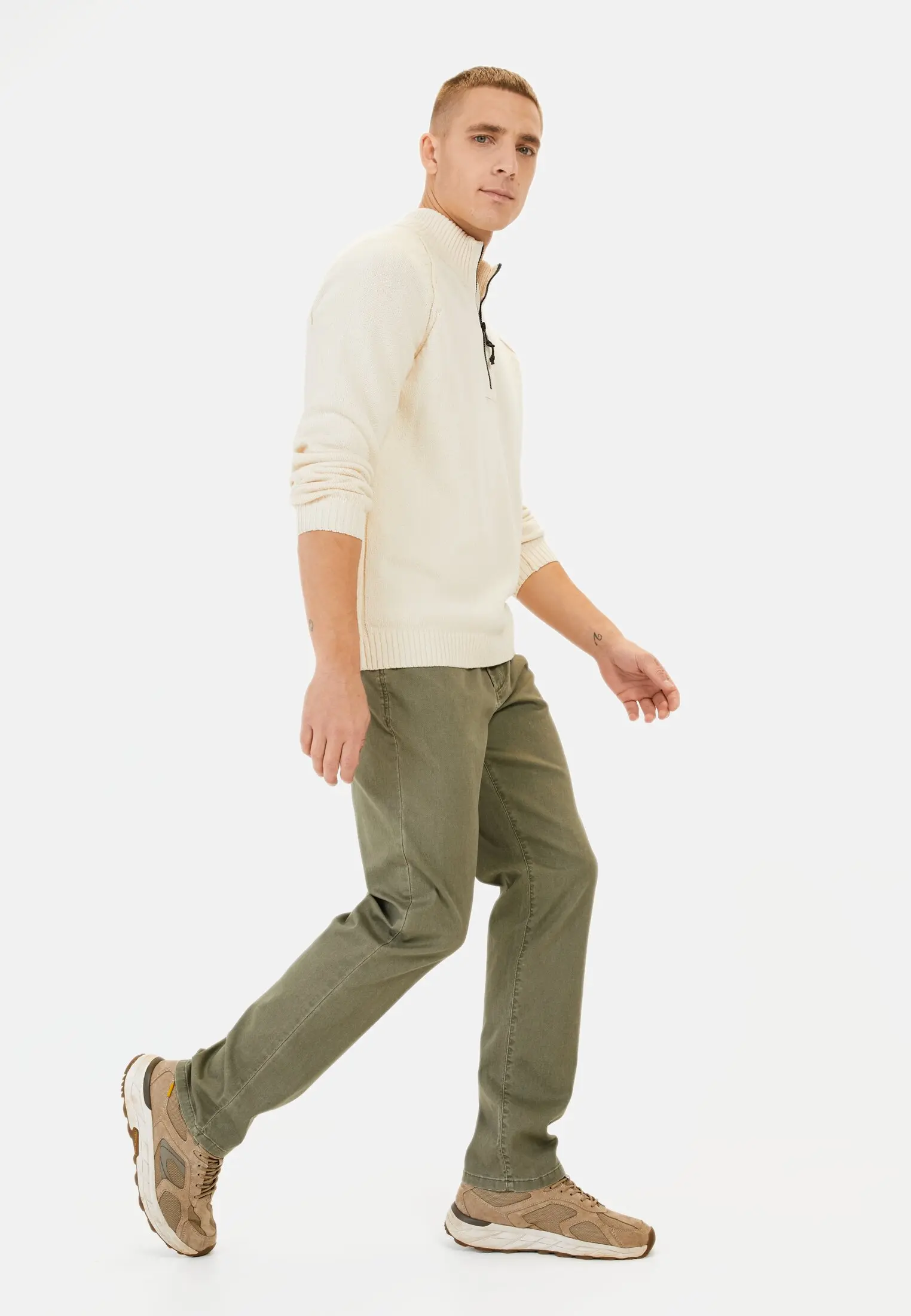 Men Relaxed Fit 5 Pocket Trousers Khaki